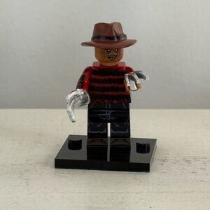 Freddy Kruger Brown Hat and Striped Figure with Claw Hands (Not Lego)